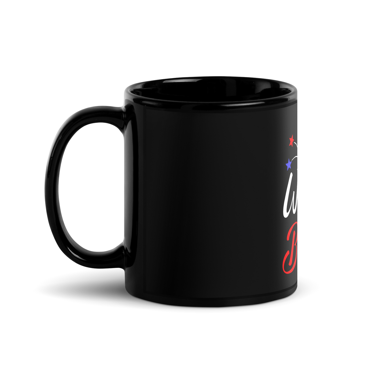 Red White and Blessed Black Glossy Mug