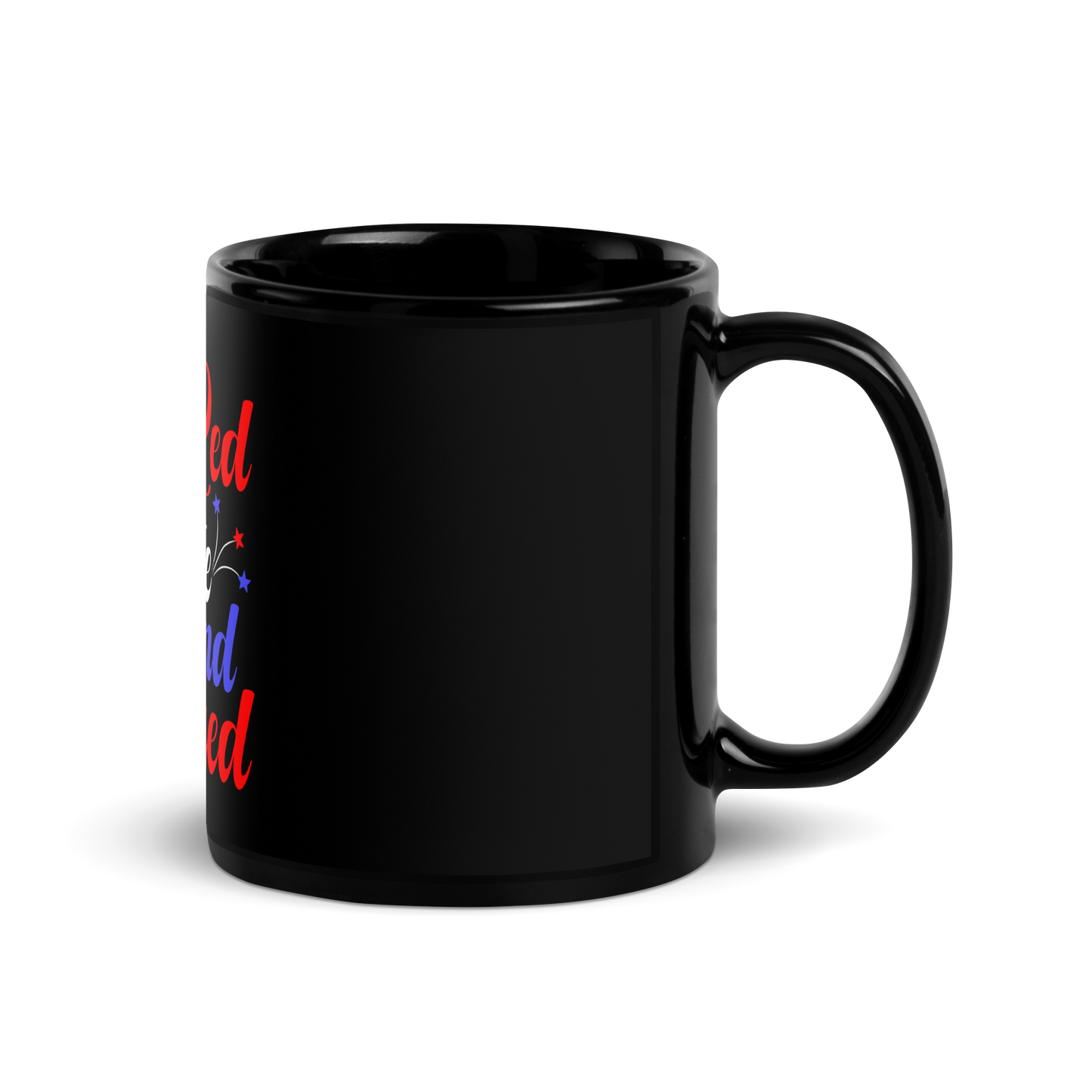 Red White and Blessed Black Glossy Mug