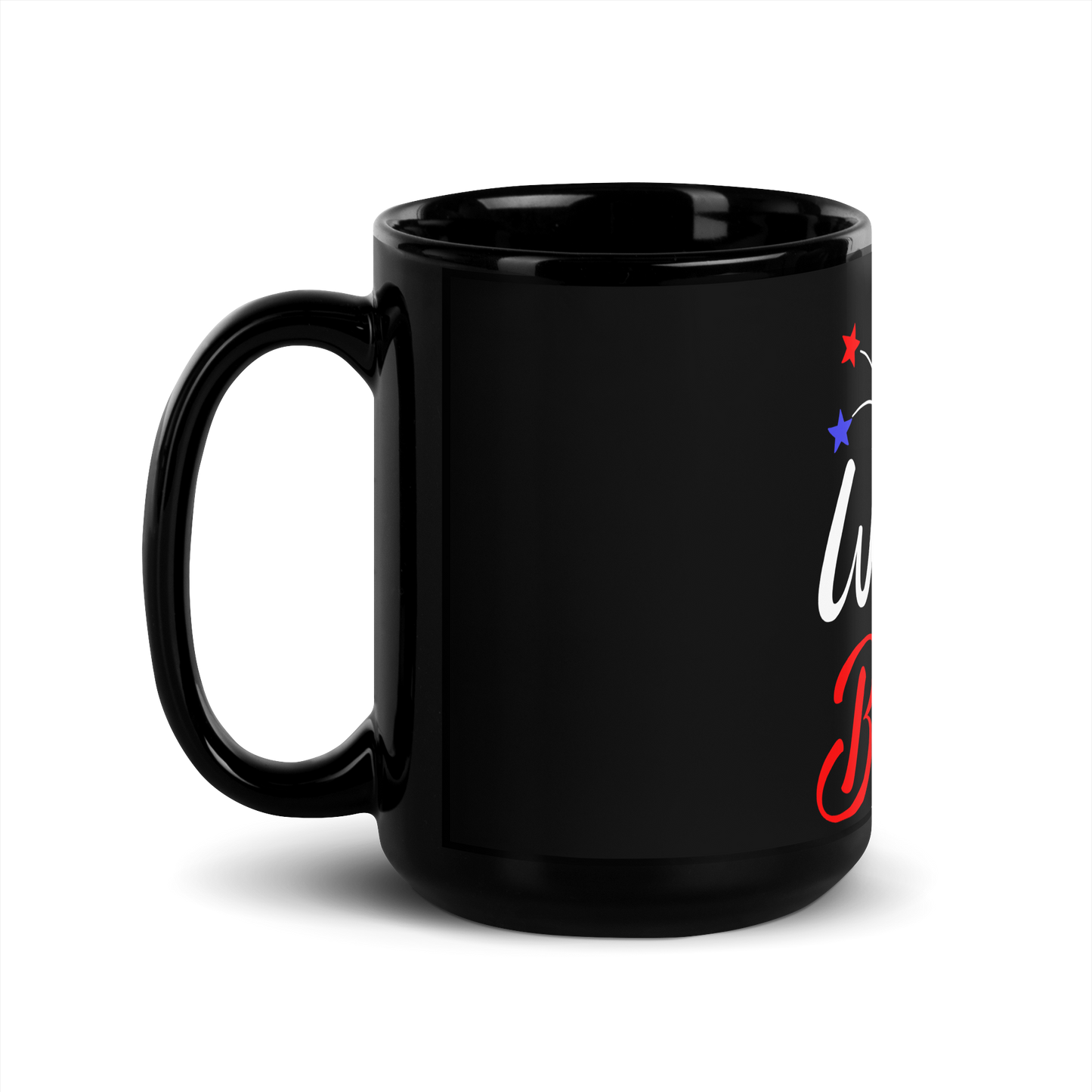 Red White and Blessed Black Glossy Mug