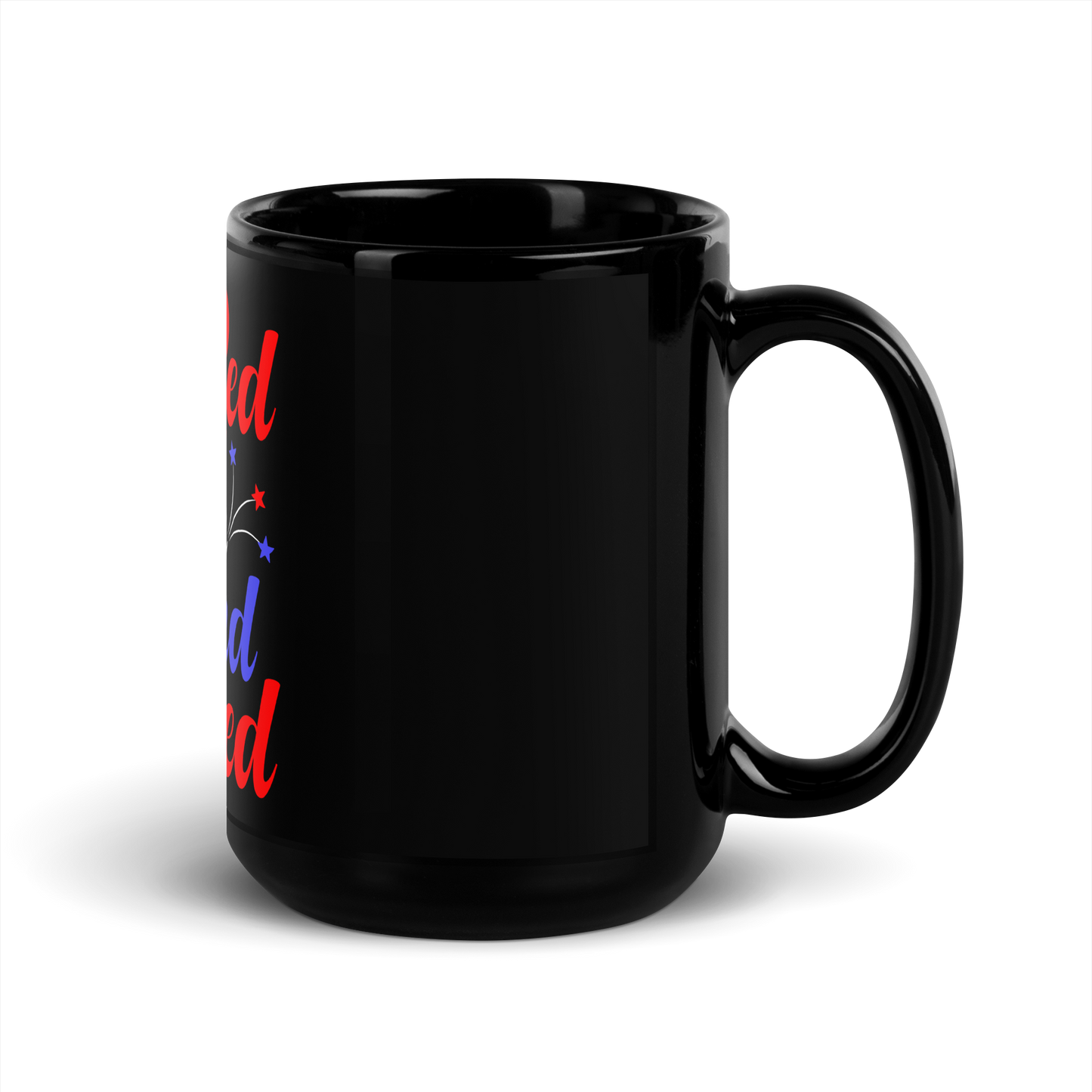 Red White and Blessed Black Glossy Mug