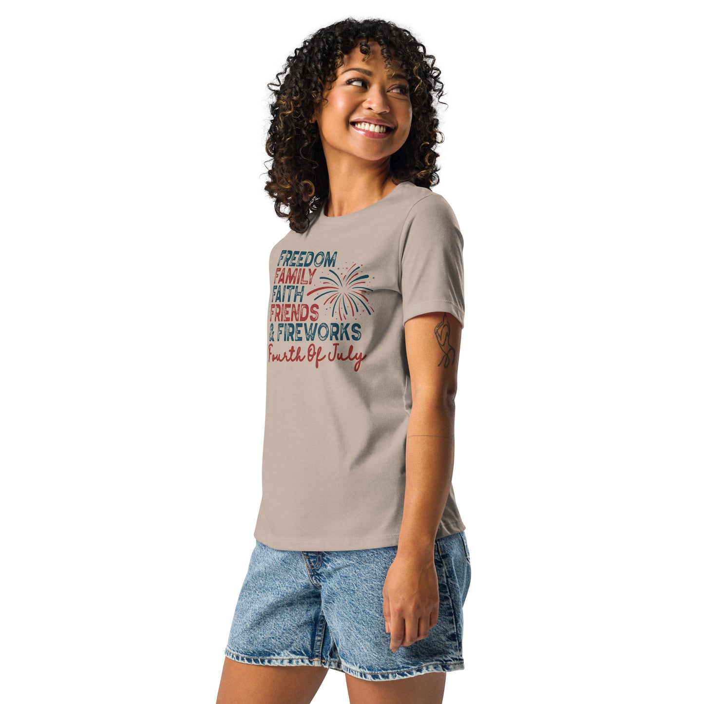 Freedom Family Faith Friends Fireworks Women's Relaxed T-Shirt